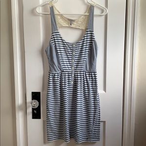 Striped Button Cutout Dress